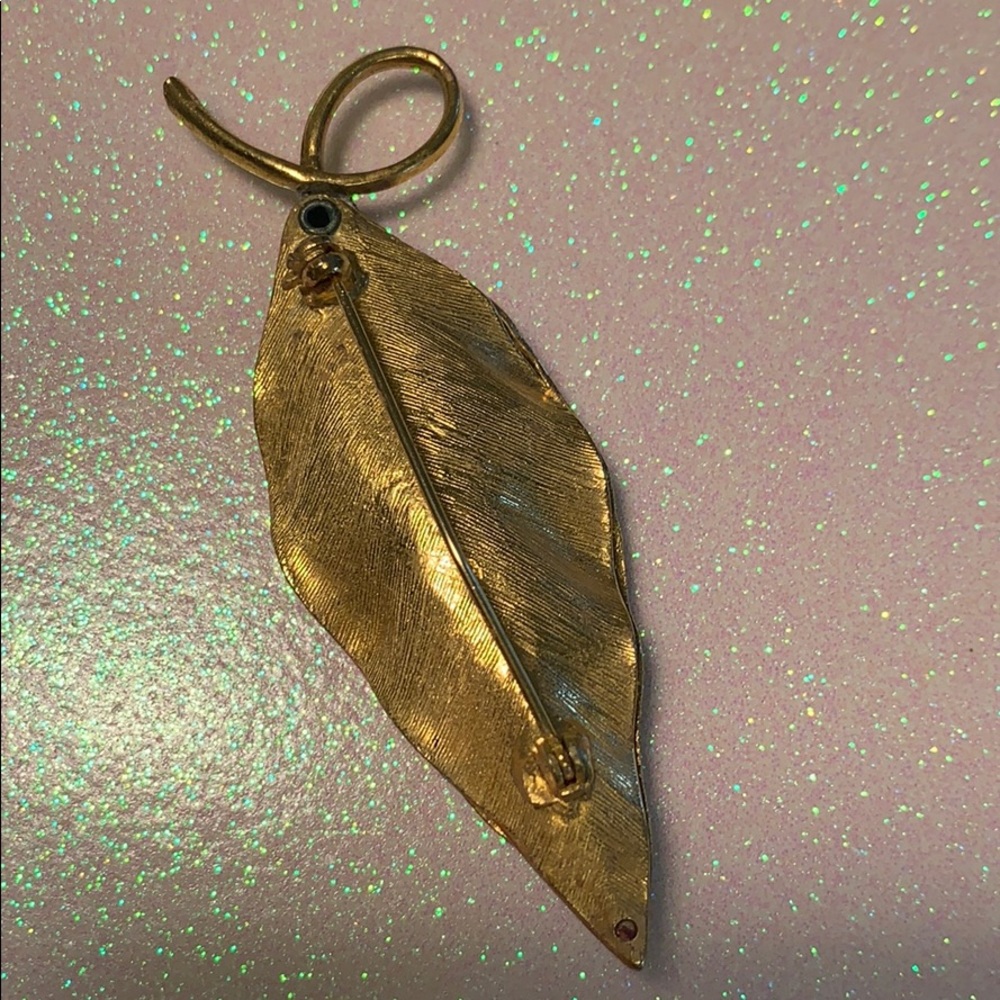 VINTAGE ENAMEL LEAF BROOCH - Picture 6 of 6